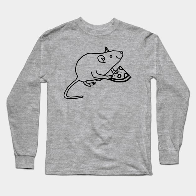 Rat with Pizza Slice Outline for a Geek Long Sleeve T-Shirt by ellenhenryart